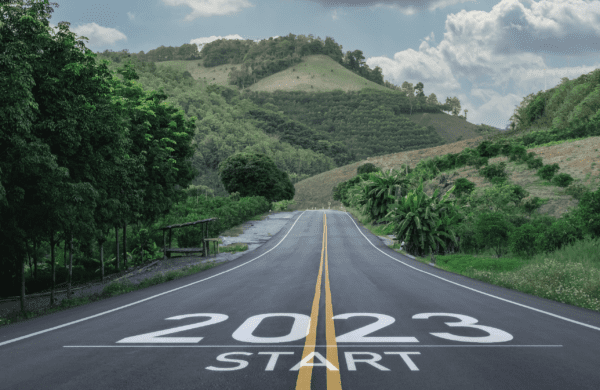 Image of a road with "2023 START" written on it